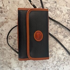 Black and Brown Leather Crossbody Wallet